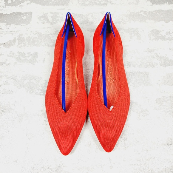 Rothy NEW Rothy\'s The Flat Red Knit Pointy Toe Slip On Loafers O528